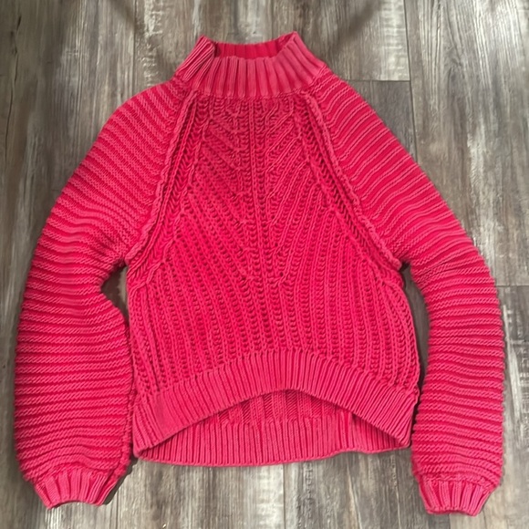 Free People Sweetheart Sweater Candy Blossom Pink Balloon Sleeve Small - Picture 6 of 9